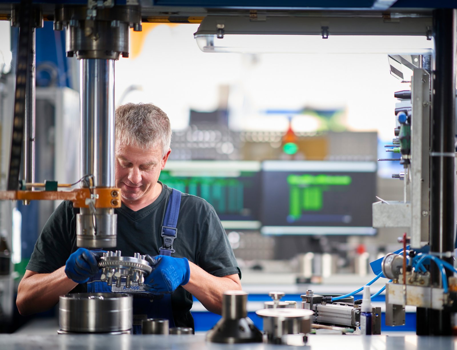 Man assembling a gearbox